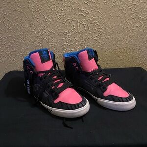 Supra Sneakers - Pink and Black with Blue Accents